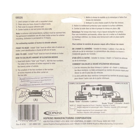 Hopkins 08526 Never Fade Two Way Graduated Level RV 2 Pack - Picture 3 of 3